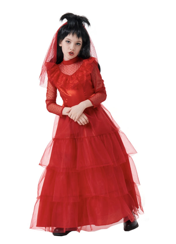 GIRLS RED BRIDE IN PVC BAG, CONTAINS DRESS, VEIL